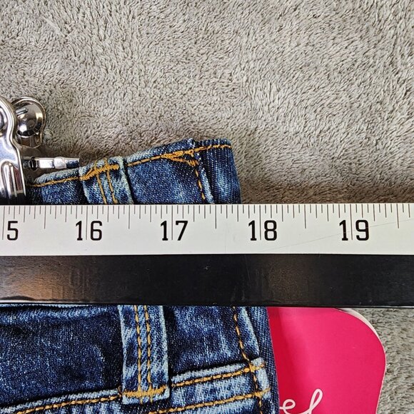 Womens Isabel Maternity Side Panel MIDI Blue Denim Jean Shorts 4” inseam Size 4 - Picture 6 of 9